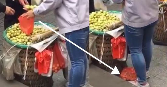 網(wǎng)上流傳的短片顯示，賣棗子棗子的小販以偷龍轉(zhuǎn)鳳的手段把棗子換掉。