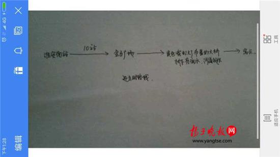 警方根據(jù)這兩張手繪地圖，動(dòng)用300余人次警力終于將林芳找到。（圖由淮安警方提供）